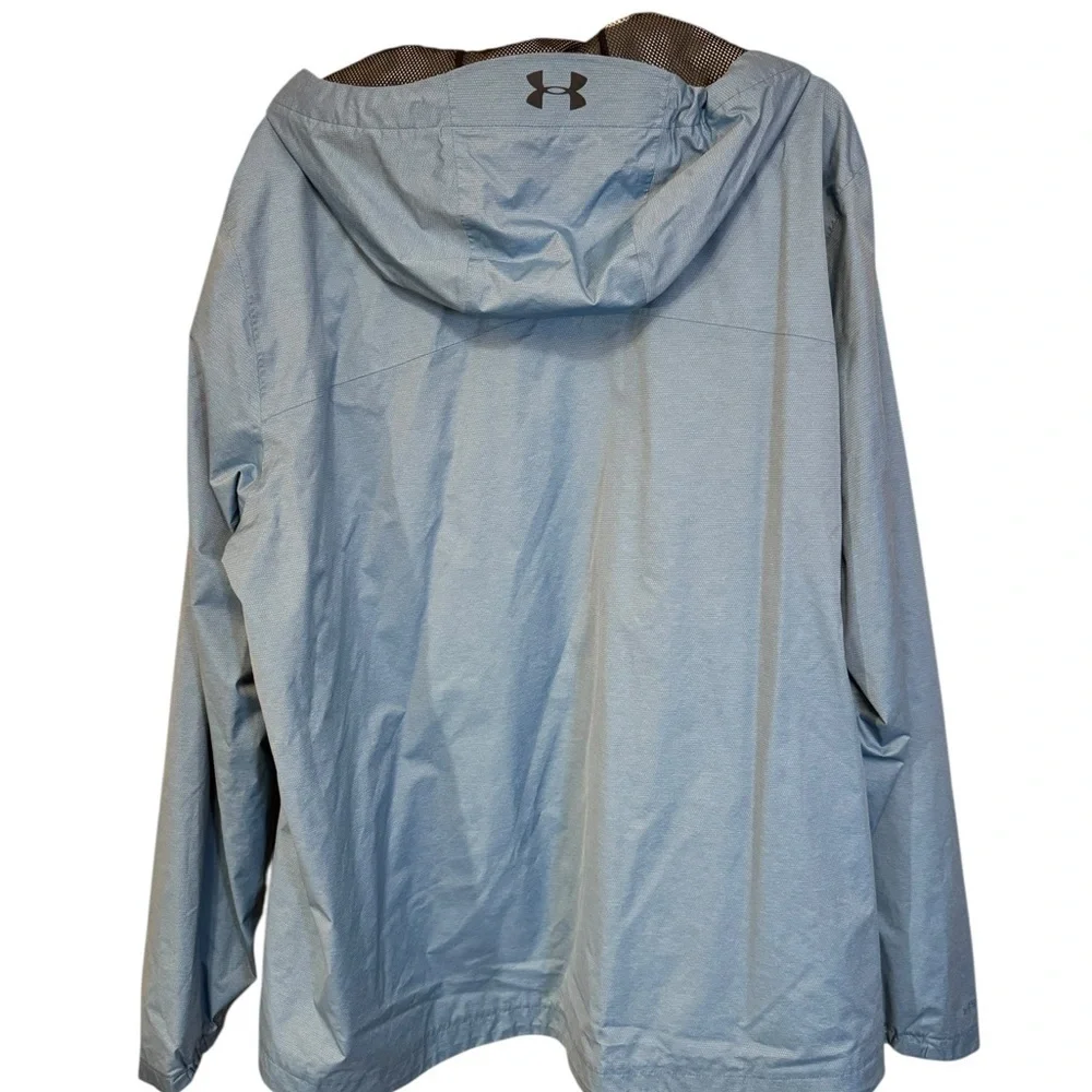 Under Armour Men Blue Hooded Windbreaker Jacket XL Lightweight Zip Athletic